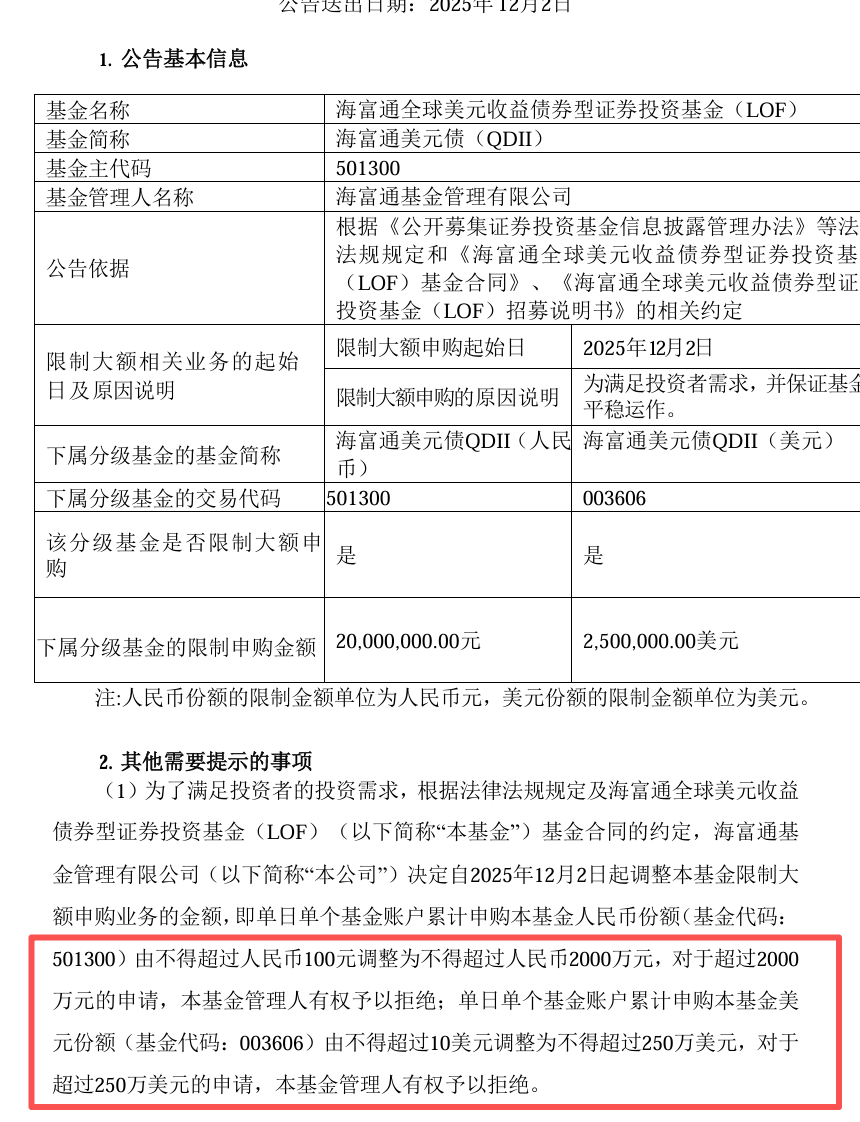 三日内限购额从100元到2000万元再到100元，海富通这只基金在做什么？