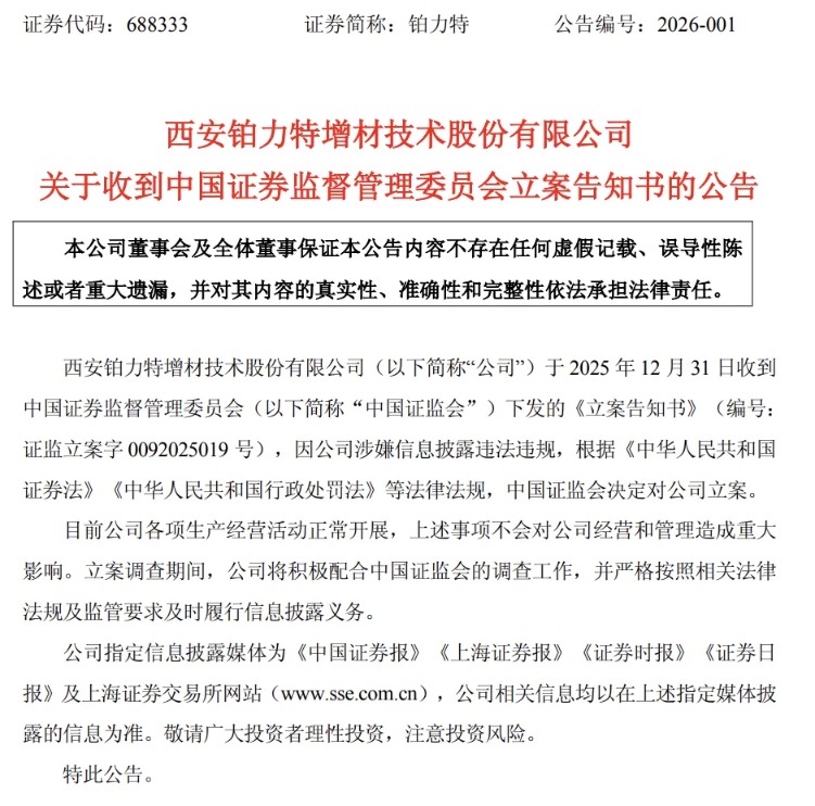 突发利空！铂力特被证监会立案！多只商业航天概念牛股“出事	”