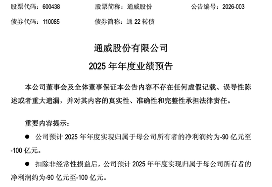 三家光伏龙头公司	，2025年业绩预亏，合计超160亿元