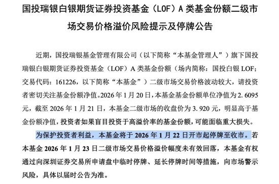 白银基金，明日全天停牌！